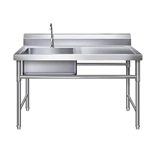 AMAZWI Freistehendes Spülbecken Edelstahl Küche Einzelbecken Waschwasserkanal mit Großem Abtropfbrett(Right Drainboard,1000X500X800mm) von AMAZWI