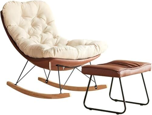 AMAZWI Freizeit-Schaukelstuhl Und Fußhocker Gepolsterter Schaukelstuhl Gleitstuhl Moderner Gleitstuhl Gepolsterter Schaukelstuhl for Den Innenbereich for Wohnzimmer Gepolsterter Schaukelstuhl(Brown) von AMAZWI