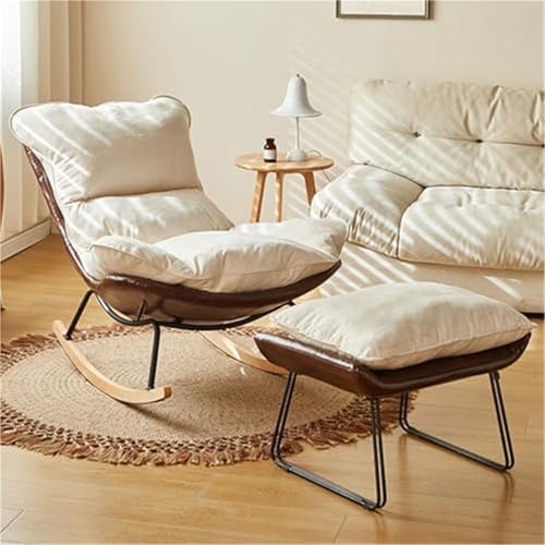 AMAZWI Gemütlicher Schaukelstuhl Innenbereich mit Fußstütze – Moderner Schaukelstuhl mit Akzent for Schlafzimmer Und Wohnzimmer – Perfekter Lesesessel for Ultimativen Komfort(Brown) von AMAZWI