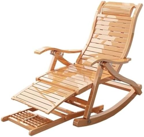AMAZWI Gepolsterter Schaukelstuhl Klappstuhl Gartenliegestuhl Terrassenstuhl Freizeitstuhl Mit Fußmassageplatte Gepolsterter Gemütlicher Sessel Mit Gleitern(A) von AMAZWI