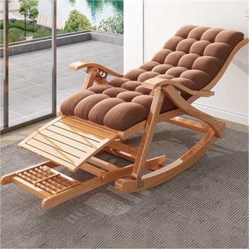AMAZWI Gepolsterter Schaukelstuhl Klappstuhl Gartenliegestuhl Terrassenstuhl Freizeitstuhl Mit Fußmassageplatte Gepolsterter Gemütlicher Sessel Mit Gleitern(B) von AMAZWI