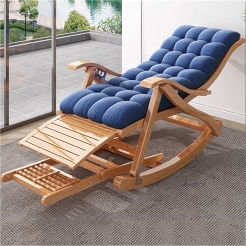 AMAZWI Gepolsterter Schaukelstuhl Klappstuhl Gartenliegestuhl Terrassenstuhl Freizeitstuhl Mit Fußmassageplatte Gepolsterter Gemütlicher Sessel Mit Gleitern(C) von AMAZWI