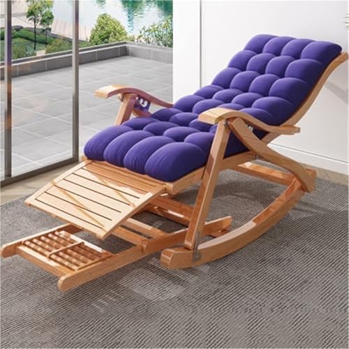 AMAZWI Gepolsterter Schaukelstuhl Klappstuhl Gartenliegestuhl Terrassenstuhl Freizeitstuhl Mit Fußmassageplatte Gepolsterter Gemütlicher Sessel Mit Gleitern(E) von AMAZWI