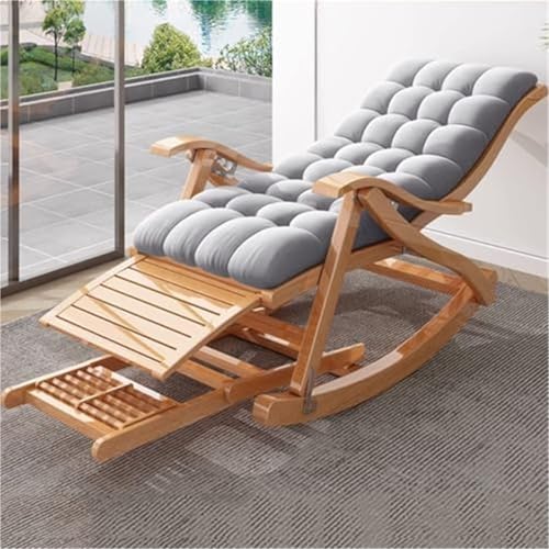AMAZWI Gepolsterter Schaukelstuhl Klappstuhl Gartenliegestuhl Terrassenstuhl Freizeitstuhl Mit Fußmassageplatte Gepolsterter Gemütlicher Sessel Mit Gleitern(F) von AMAZWI