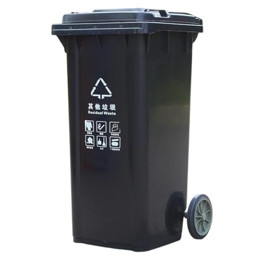 AMAZWI Großer Mülleimer Außenbereich Mit Deckel 50L 100L 120L Küchenmülleimer For Veranda, Hinterhof, Terrasse(Negro,100L) von AMAZWI