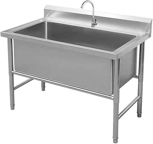 AMAZWI Großes Freistehendes Küchenspülbecken Hochleistungsspülen Aus Edelstahl Mit Einzelbecken For Waschküche, Keller, Garage(80X60X80cm/31.4X23.6X31.4in) von AMAZWI