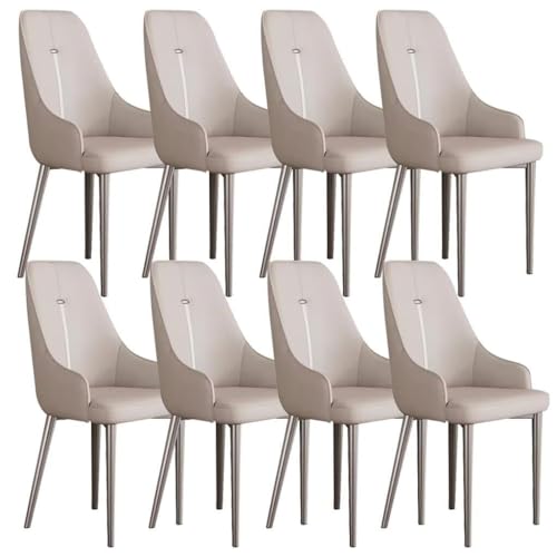 AMAZWI Küchen Beistellstühle 8er-Set Esszimmerstühle Wohnzimmer Moderner Gepolsterter Weicher Sitz PU-Leder Mit Hoher Rückenlehne Schreibtischstuhl Haushalt(Apricot) von AMAZWI