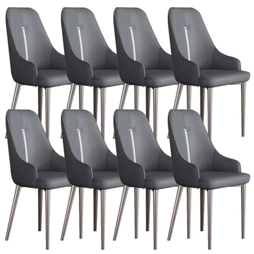 AMAZWI Küchen Beistellstühle 8er-Set Esszimmerstühle Wohnzimmer Moderner Gepolsterter Weicher Sitz PU-Leder Mit Hoher Rückenlehne Schreibtischstuhl Haushalt(Dark Gray) von AMAZWI