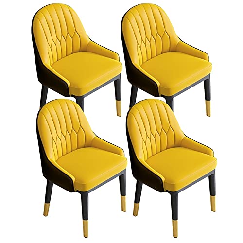AMAZWI Küchen-Esszimmerstühle, modernes Kunstleder, Akzentstühle, hohe Rückenlehne, weicher Sitz, Wohnzimmerstühle mit Metallbeinen, Büro-Lounge-Stuhl, Gelb + Dunkelbraun, 4 Stück AMAZWI Küchen-Esszimmerstühle, modernes Kunstleder, Akzentstühle, hohe Rückenlehne, weicher Sitz, Wohnzimmerstühle mit Metallbeinen, Büro-Lounge-Stuhl, Gelb + Dunkelbraun, 4 Stück von AMAZWI
