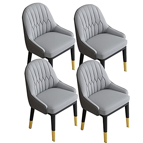 AMAZWI Küchen-Esszimmerstühle, modernes Kunstleder, Akzentstühle, hohe Rückenlehne, weicher Sitz, Wohnzimmerstühle mit Metallbeinen, Büro-Lounge-Stuhl, Grau + Dunkelgrau, 4 Stück von AMAZWI