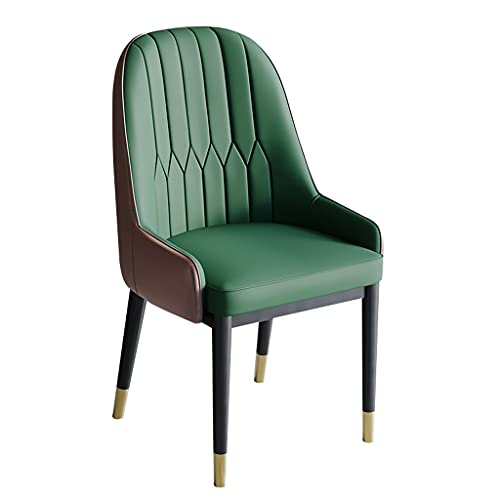 AMAZWI Küchen-Esszimmerstühle, modernes PU-Leder, hohe Rückenlehne, weiche Sitzfläche, Metallbeine, Wohnzimmerstuhl, Lounge, Theke, Akzentstühle (Grün + Kaffee) von AMAZWI