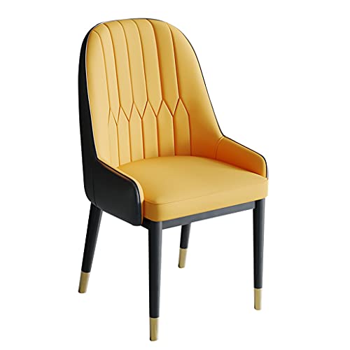 AMAZWI Küchen-Esszimmerstühle, modernes PU-Leder, hohe Rückenlehne, weiche Sitzfläche, Metallbeine, Wohnzimmerstuhl, Lounge, Theke, Akzentstühle (gelb + schwarz) von AMAZWI