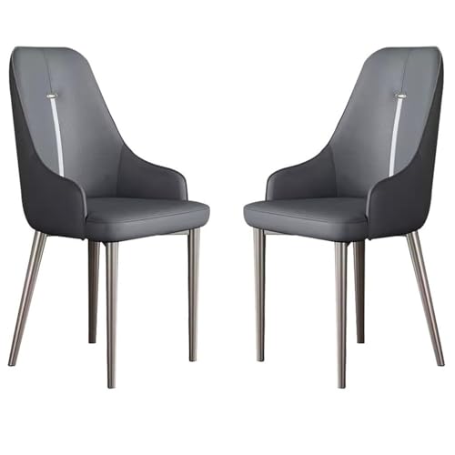 AMAZWI Küchen Esszimmerstühle 2er-Set Beistellstühle Wohnzimmer Moderner Gepolsterter Weicher Sitz PU-Leder Mit Hoher Rückenlehne,Schreibtischstuhl Haushalt for Büro Esszimmer Küche(Dark Gray) von AMAZWI