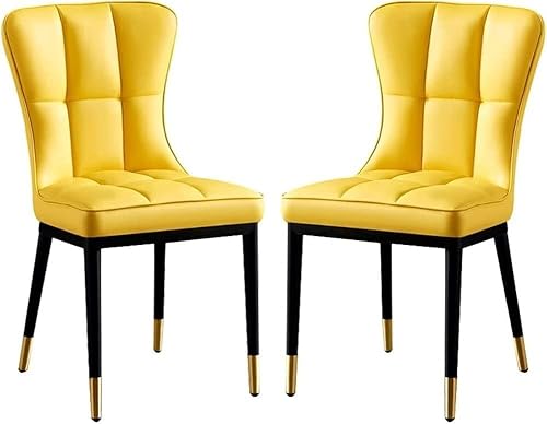 AMAZWI Küchen-Esszimmerstühle 2er-Set Wasserdichter Beistellstuhl Aus PU-Leder Mit Beinen Karbonstahl for Gewerbliche Restaurants Zu Hause(Yellow) von AMAZWI