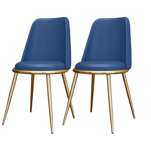 AMAZWI Küchen Esszimmerstühle 2er-Set wasserdichte Wohnzimmerstühle PU-Leder Mit Metallbeinen Weich Gepolsterter Sitzfläche Und Rückenlehne for Büro Lounge Küche, Schlafzimmer(Dark Blue) von AMAZWI