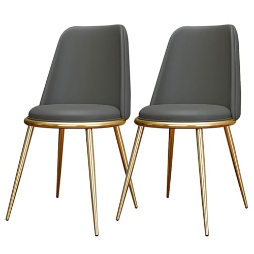 AMAZWI Küchen Esszimmerstühle 2er-Set wasserdichte Wohnzimmerstühle PU-Leder Mit Metallbeinen Weich Gepolsterter Sitzfläche Und Rückenlehne for Büro Lounge Küche, Schlafzimmer(Dark Gray) von AMAZWI
