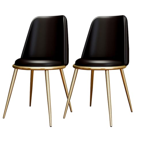 AMAZWI Küchen Esszimmerstühle 2er-Set wasserdichte Wohnzimmerstühle PU-Leder Mit Metallbeinen Weich Gepolsterter Sitzfläche Und Rückenlehne for Büro Lounge Küche, Schlafzimmer(Negro) von AMAZWI