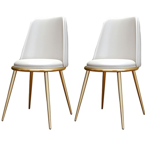 AMAZWI Küchen Esszimmerstühle 2er-Set wasserdichte Wohnzimmerstühle PU-Leder Mit Metallbeinen Weich Gepolsterter Sitzfläche Und Rückenlehne for Büro Lounge Küche, Schlafzimmer(White) von AMAZWI