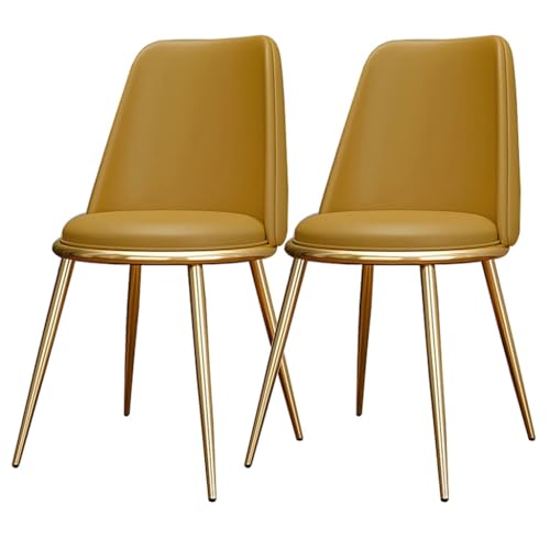 AMAZWI Küchen Esszimmerstühle 2er-Set wasserdichte Wohnzimmerstühle PU-Leder Mit Metallbeinen Weich Gepolsterter Sitzfläche Und Rückenlehne for Büro Lounge Küche, Schlafzimmer(Yellow) von AMAZWI