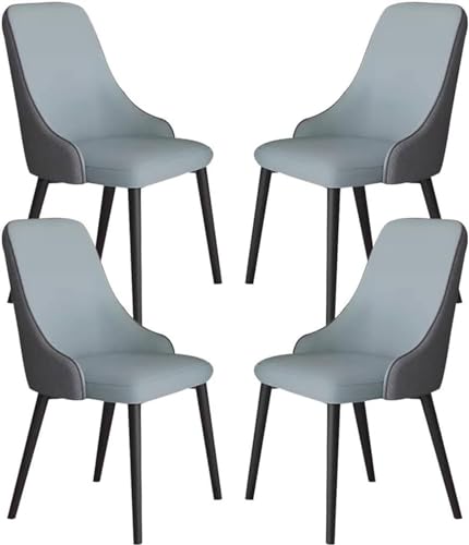 AMAZWI Küchen-Esszimmerstühle 4er-Set Moderne Kunstleder-Lounge-Thekenstühle Wohnzimmer Stabile Metallbeine Aus Karbonstahl for Die Büro-Lounge, Esszimmer, Küche(Blue+Dark Grey) von AMAZWI