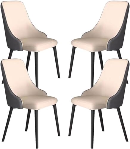 AMAZWI Küchen-Esszimmerstühle 4er-Set Moderne Kunstleder-Lounge-Thekenstühle Wohnzimmer Stabile Metallbeine Aus Karbonstahl for Die Büro-Lounge, Esszimmer, Küche(Off White+Dark Grey) von AMAZWI