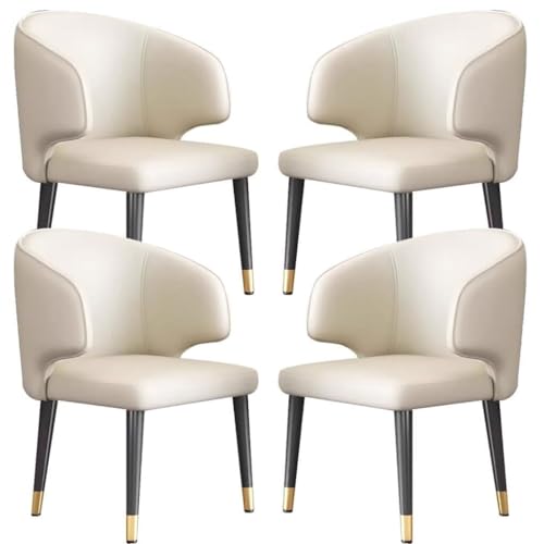 AMAZWI Küchen Esszimmerstühle 4er-Set Weich Gepolsterter Sitz Mikrofaser-Leder Theken-Lounge-Wohnzimmer-Empfangsstuhl Wasserdichter Leder-Esszimmerstuhl Mit Metallbeinen(Beige) von AMAZWI