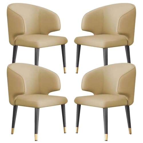 AMAZWI Küchen Esszimmerstühle 4er-Set Weich Gepolsterter Sitz Mikrofaser-Leder Theken-Lounge-Wohnzimmer-Empfangsstuhl Wasserdichter Leder-Esszimmerstuhl Mit Metallbeinen(Khaki) von AMAZWI