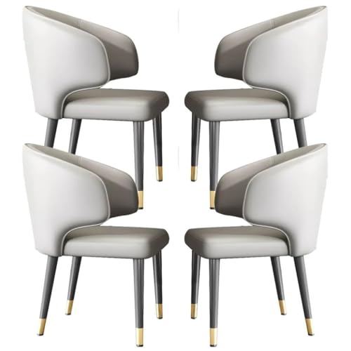 AMAZWI Küchen Esszimmerstühle 4er-Set Weich Gepolsterter Sitz Mikrofaser-Leder Theken-Lounge-Wohnzimmer-Empfangsstuhl Wasserdichter Leder-Esszimmerstuhl Mit Metallbeinen(Light Gray) von AMAZWI
