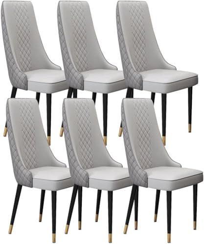 AMAZWI Küchen Esszimmerstühle 6er-Set Lounge-Thekenstühle Mikrofaserleder Wohnzimmer Stabile Metallbeine Karbonstahl for Das Büro Die Lounge Esszimmer Küche Schlafzimmer(Light Grey+dark Grey,Golden Fe von AMAZWI