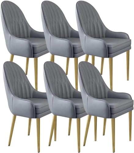 AMAZWI Küchen-Esszimmerstühle 6er-Set Lounge-Thekenstühle Mikrofaserleder Wohnzimmer Stabile Metallbeine Karbonstahl for Die Bürolounge, Esszimmerküche(Cement Grey) von AMAZWI