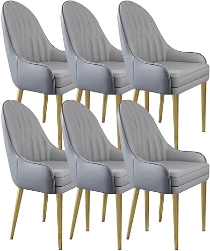 AMAZWI Küchen-Esszimmerstühle 6er-Set Lounge-Thekenstühle Mikrofaserleder Wohnzimmer Stabile Metallbeine Karbonstahl for Die Bürolounge, Esszimmerküche(Cement Grey+Light Grey) von AMAZWI