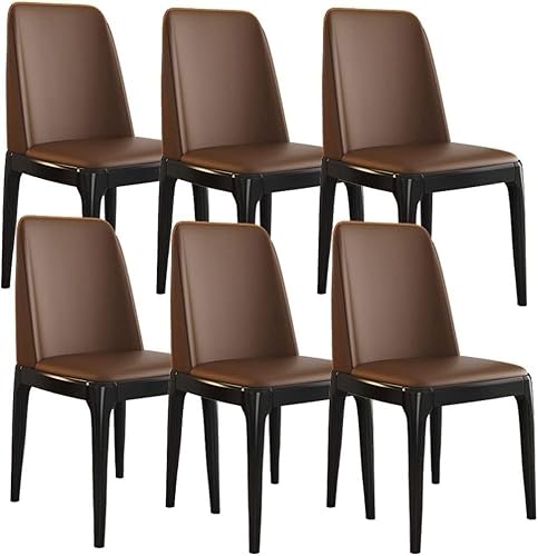 AMAZWI Küchen-Esszimmerstühle 6er-Set Moderne Wohnzimmer-Esszimmer-Akzentstühle mit Beinen Aus Buchenholz Und Künstlichem Mikrofaserleder for Gewerbliche Restaurants Zu Hause(Coffee Color,Golden Leg) von AMAZWI