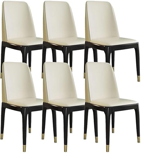 AMAZWI Küchen-Esszimmerstühle 6er-Set Moderne Wohnzimmer-Esszimmer-Akzentstühle mit Beinen Aus Buchenholz Und Künstlichem Mikrofaserleder for Gewerbliche Restaurants Zu Hause(Off White,Golden Leg) von AMAZWI