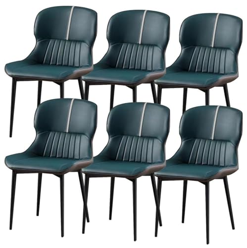 AMAZWI Küchen Esszimmerstühle 6er-Set Wasserdichter Beistellstuhl PU-Leder Mit Metallbeinen for Büro, Lounge, Esszimmer, Küche, Schlafzimmer(Blue) von AMAZWI