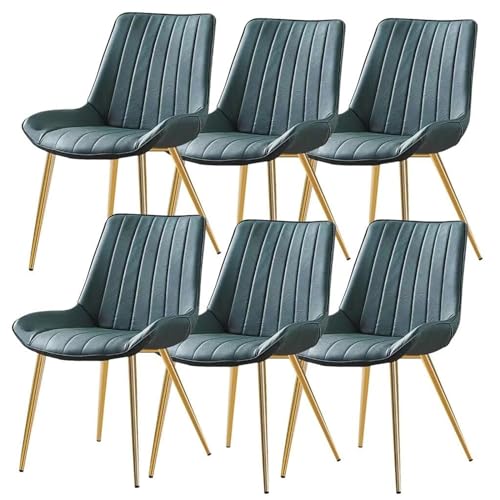 AMAZWI Küchen Esszimmerstühle 6er-Set Weich Gepolsterter Sitz Aus PU-Leder Und Metallbeine Moderne Wohnzimmer-Beistellstühle for Büro, Lounge Esszimmer, Küche, Schlafzimmer(Green) von AMAZWI