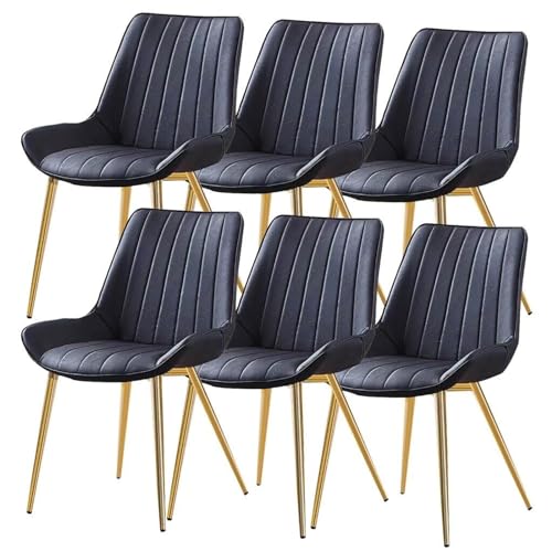 AMAZWI Küchen Esszimmerstühle 6er-Set Weich Gepolsterter Sitz Aus PU-Leder Und Metallbeine Moderne Wohnzimmer-Beistellstühle for Büro, Lounge Esszimmer, Küche, Schlafzimmer(Negro) von AMAZWI