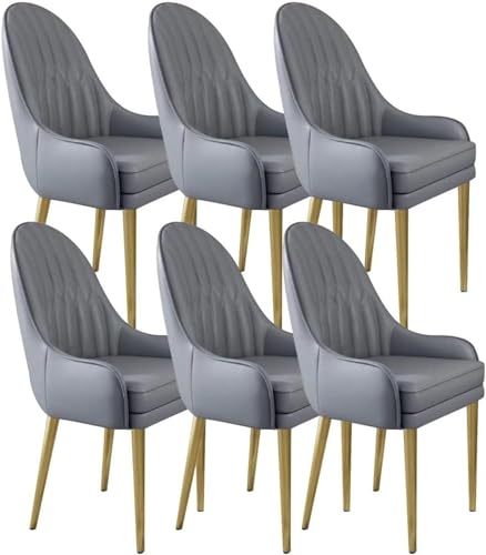 AMAZWI Küchen-Esszimmerstühle 6er-Set Wohnzimmer-Lounge-Thekenstühle Mikrofaserleder Stabile Metallbeine Aus Karbonstahl for Büro Lounge Esszimmer Küche, Schlafzimmer(Cement Grey) von AMAZWI