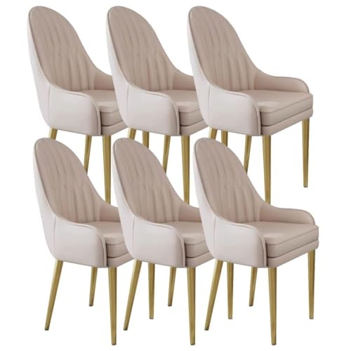 AMAZWI Küchen-Esszimmerstühle 6er-Set Wohnzimmer-Lounge-Thekenstühle Mikrofaserleder Stabile Metallbeine Aus Karbonstahl for Büro Lounge Esszimmer Küche, Schlafzimmer(Khaki) von AMAZWI