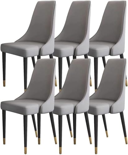 AMAZWI Küchen Esszimmerstühle 6er-Set Wohnzimmerstühle Mikrofaser-Leder Stabile Beine Kohlenstoffstahl for Büro Lounge, Esszimmer, Küche, Schlafzimmer(Cement Gray) von AMAZWI