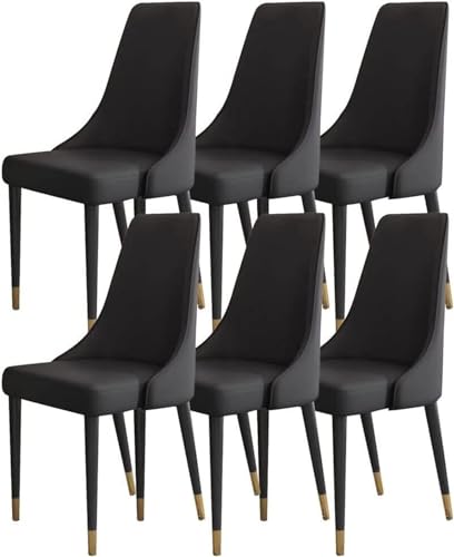 AMAZWI Küchen Esszimmerstühle 6er-Set Wohnzimmerstühle Mikrofaser-Leder Stabile Beine Kohlenstoffstahl for Büro Lounge, Esszimmer, Küche, Schlafzimmer(Negro) von AMAZWI