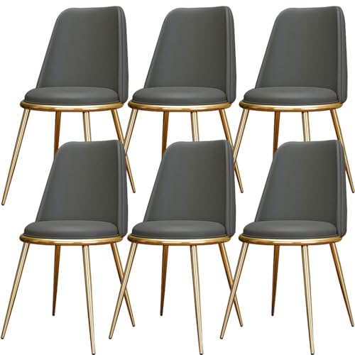 AMAZWI Küchen Esszimmerstühle 6er-Set wasserdichte Wohnzimmerstühle PU-Leder Mit Metallbeinen Weich Gepolsterter Sitzfläche Und Rückenlehne for Büro Lounge Küche, Schlafzimmer(Dark Gray) von AMAZWI