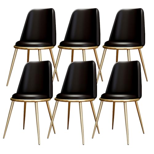AMAZWI Küchen Esszimmerstühle 6er-Set wasserdichte Wohnzimmerstühle PU-Leder Mit Metallbeinen Weich Gepolsterter Sitzfläche Und Rückenlehne for Büro Lounge Küche, Schlafzimmer(Negro) von AMAZWI