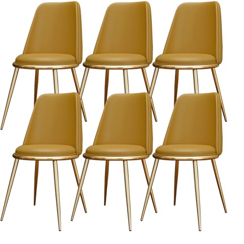 AMAZWI Küchen Esszimmerstühle 6er-Set wasserdichte Wohnzimmerstühle PU-Leder Mit Metallbeinen Weich Gepolsterter Sitzfläche Und Rückenlehne for Büro Lounge Küche, Schlafzimmer(Yellow) von AMAZWI