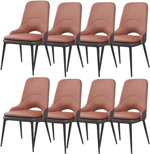 AMAZWI Küchen Esszimmerstühle 8er-Set Kunstleder Wohnzimmer-Seitenstuhl Ergonomischer Sitz Stabile Metallbeine Karbonstahl(Pink Red) von AMAZWI