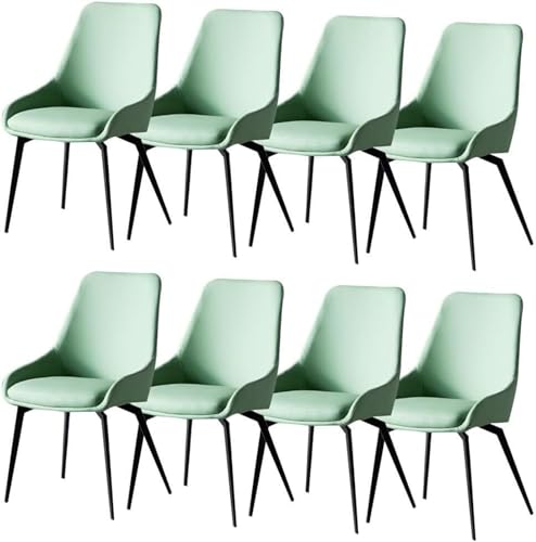 AMAZWI Küchen-Esszimmerstühle 8er-Set Lounge-Thekenstühle Mikrofaserleder Wohnzimmer Stabile Metallbeine Karbonstahl for Büro, Lounge, Esszimmer, Küche(Light Green) von AMAZWI