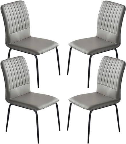AMAZWI Küchen Esszimmerstühle PU-Leder 4er-Set Moderne Küche Gepolsterter Weicher Sitz mit Hoher Rückenlehne Mit Stuhlbeinen Aus Metall for Gewerbliche Restaurants Zu Hause(Dark Grey) von AMAZWI