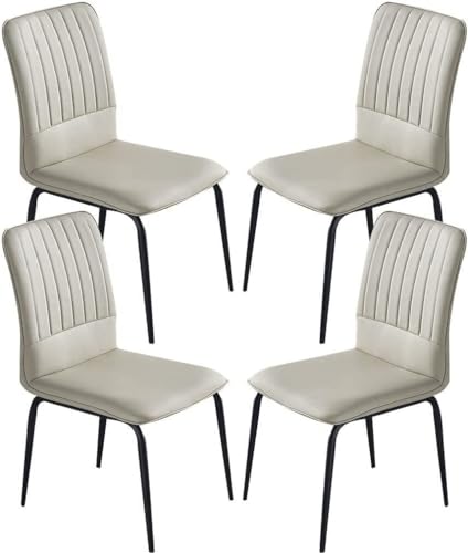 AMAZWI Küchen Esszimmerstühle PU-Leder 4er-Set Moderne Küche Gepolsterter Weicher Sitz mit Hoher Rückenlehne Mit Stuhlbeinen Aus Metall for Gewerbliche Restaurants Zu Hause(Light Grey) von AMAZWI