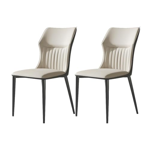 AMAZWI Küchen Esszimmerstuhl 2er-Set,Moderne Gepolsterte Beistellstühle Aus PU-Leder,Küchen- Und Wohnzimmer-Lounge-Thekenstühle, Beine Aus Kohlenstoffstahl(Light Gray) von AMAZWI