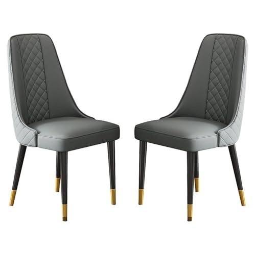 AMAZWI Küchen Esszimmerstuhl 2er-Set Wohnzimmer-Beistellstühle Modernes Kunstleder Hohe Rückenlehne, Gepolsterter Weicher Sitz, Stabile Metallbeine(Deep Gray) von AMAZWI