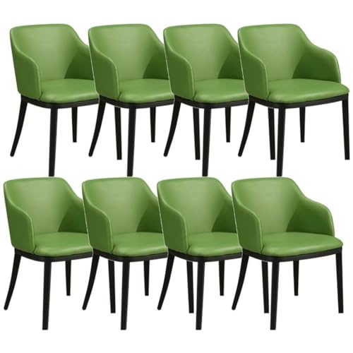 AMAZWI Küchen-Esszimmerstuhl 8er-Set Wohnzimmersessel Mattem Leder Metall-Eisenbeine Theken-Lounge-Freizeitstuhl for Büro Lounge Esszimmer Küche, Schlafzimmer(Green) von AMAZWI